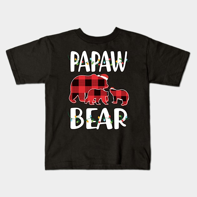 Papaw Bear Red Plaid Christmas Pajama Matching Family Gift Kids T-Shirt by intelus